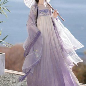 Purple Floral Hanfu Dress